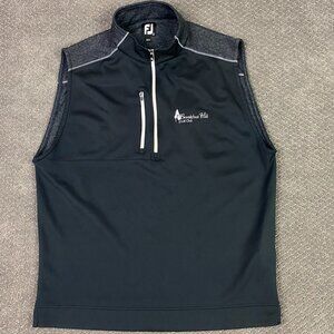 FootJoy Golf Vest Men's Large Black Gray Heather Blocked 1/4 1/2 Zip Pullover